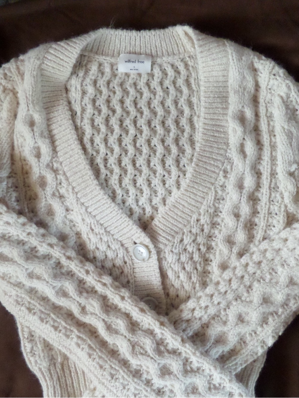 Wilfred Cream Cable Knit Button-Front Cardigan